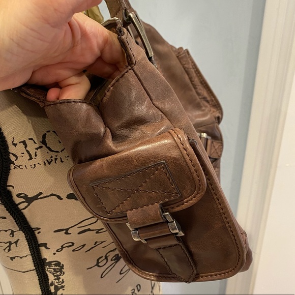 Brown Leather Shoulder Bag with Pockets - Picture 5 of 10